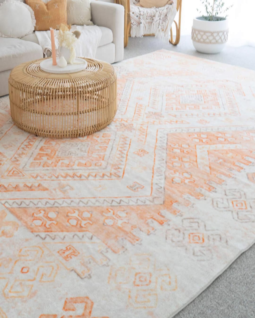 dayanna orange and cream tribal washable rug dayanna orange and cream tribal washable rug