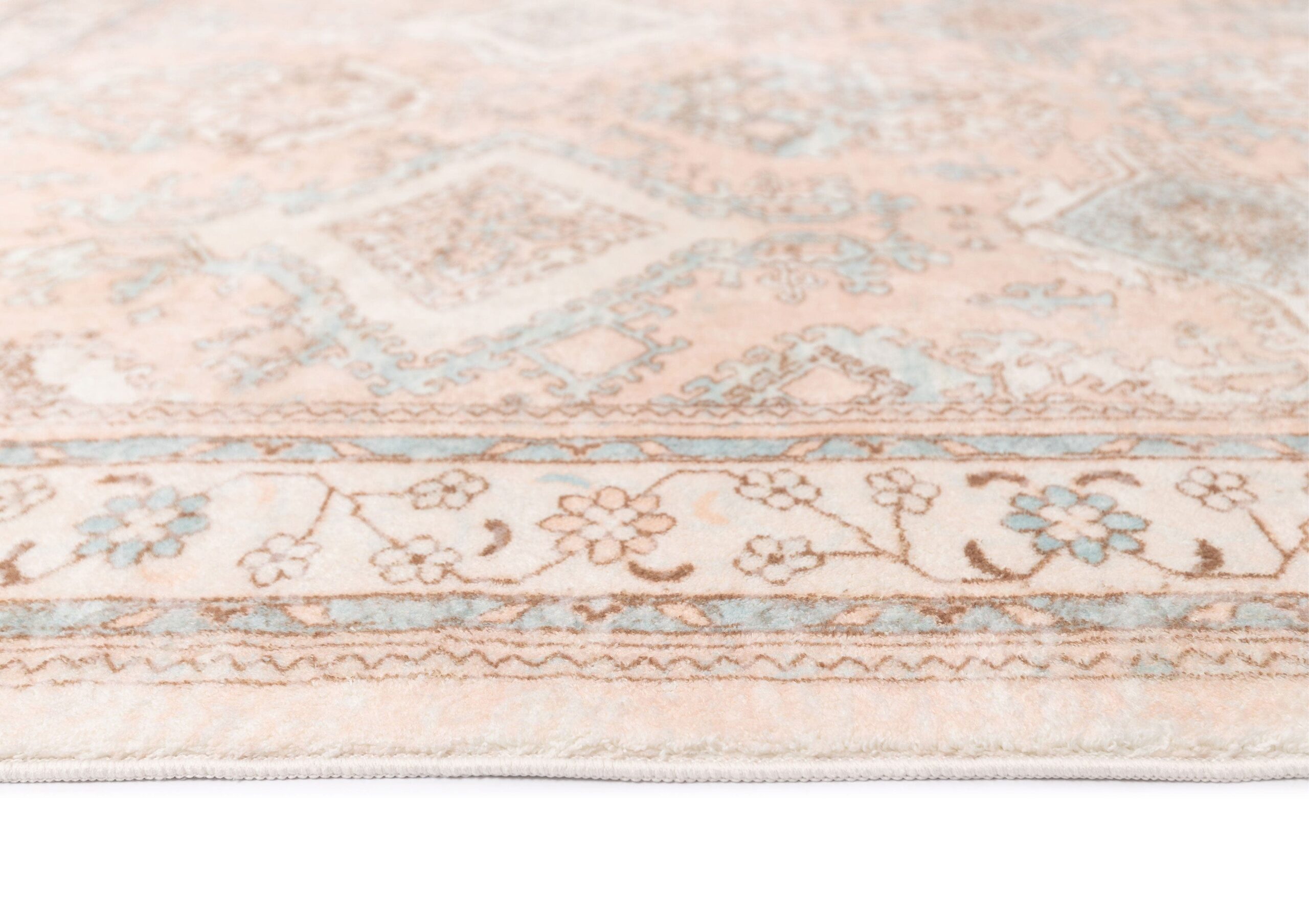 edwina peach and blue distressed washable rug edwina peach and blue distressed washable rug
