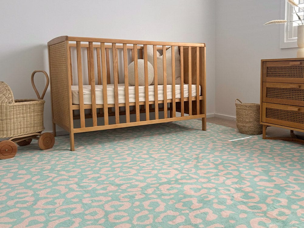 esmeralda pink and mint green leopard print washable rug*no returns unless faulty esmeralda pink and mint green leopard print washable rug*no returns unless faulty