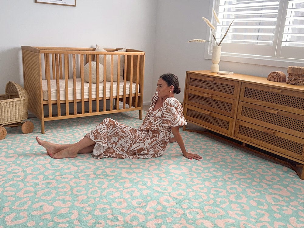esmeralda pink and mint green leopard print washable rug*no returns unless faulty esmeralda pink and mint green leopard print washable rug*no returns unless faulty