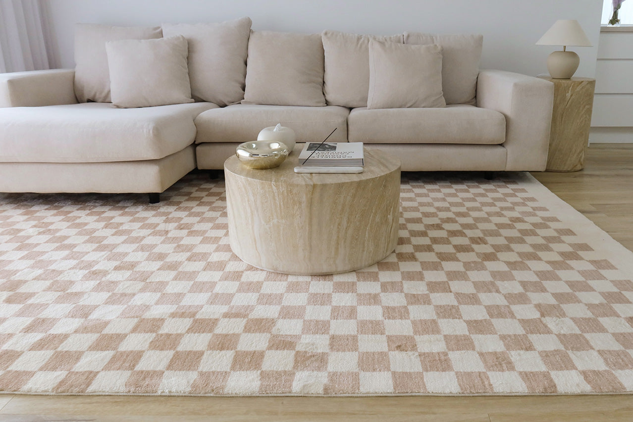 jazine cream and brown chequered washable rug jazine cream and brown chequered washable rug